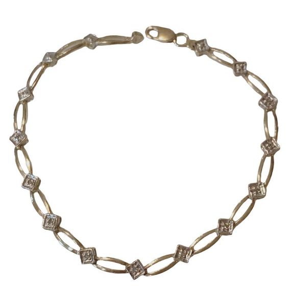 10K 10KT Diamond Yellow Gold Tennis Bracelet